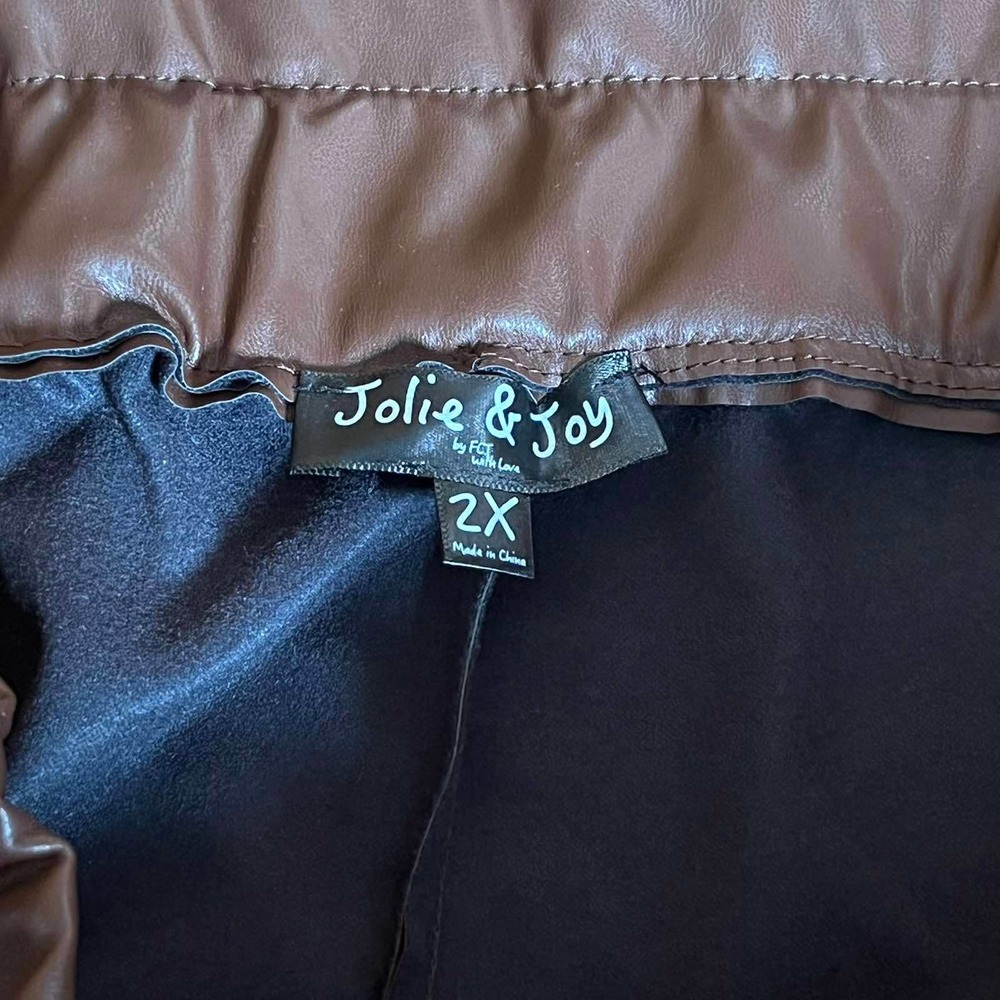 NWT - Jolie & Joy Faux Leather Paper Bag Short (Size: 2X) - Picture 4 of 4